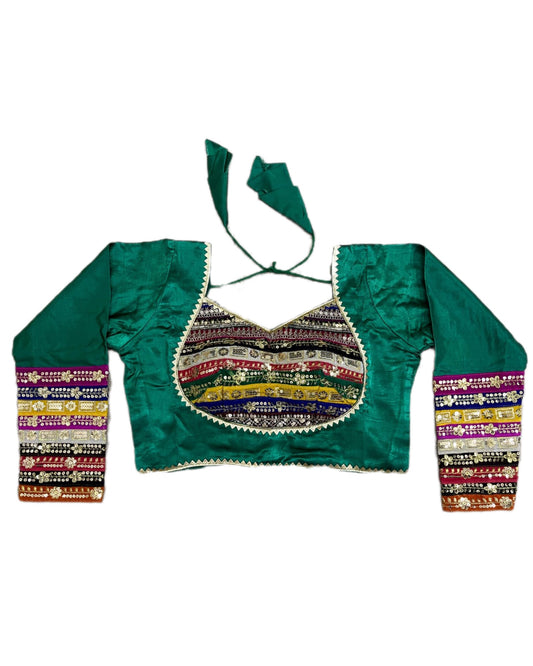 TEAL GREEN BORDER BLOUSE