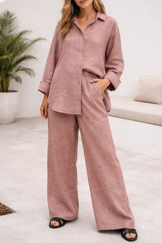 Darkpastel Peach Linen Co-ord